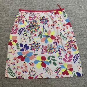 Boden Womens Size 14L Floral Lined Cotton Multicolor Pencil Skirt